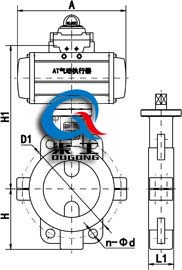 气动衬氟蝶阀 (对夹式) 