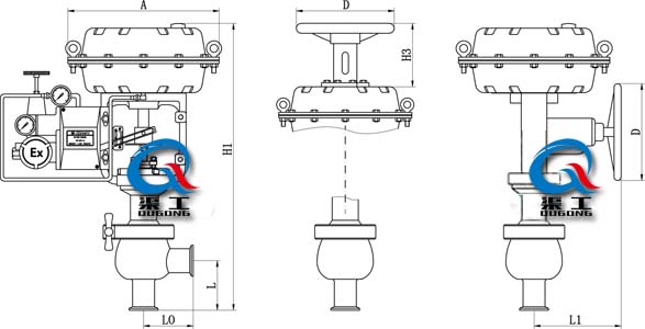 ZTRS气动卫生级调节阀、食品级气动调节阀 (外形尺寸图)