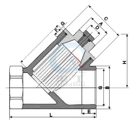 内螺纹Y型过滤器外形结构图