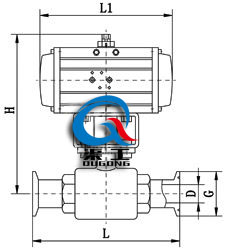 卫生级气动球阀主要外形图